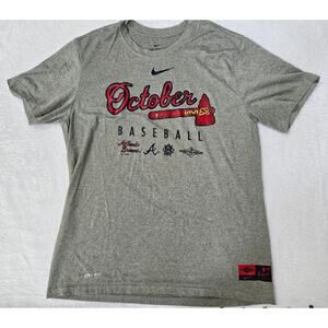 Nike Dri Fit Baseball Tee Mens Large Gray Post Season Graphic Athletic